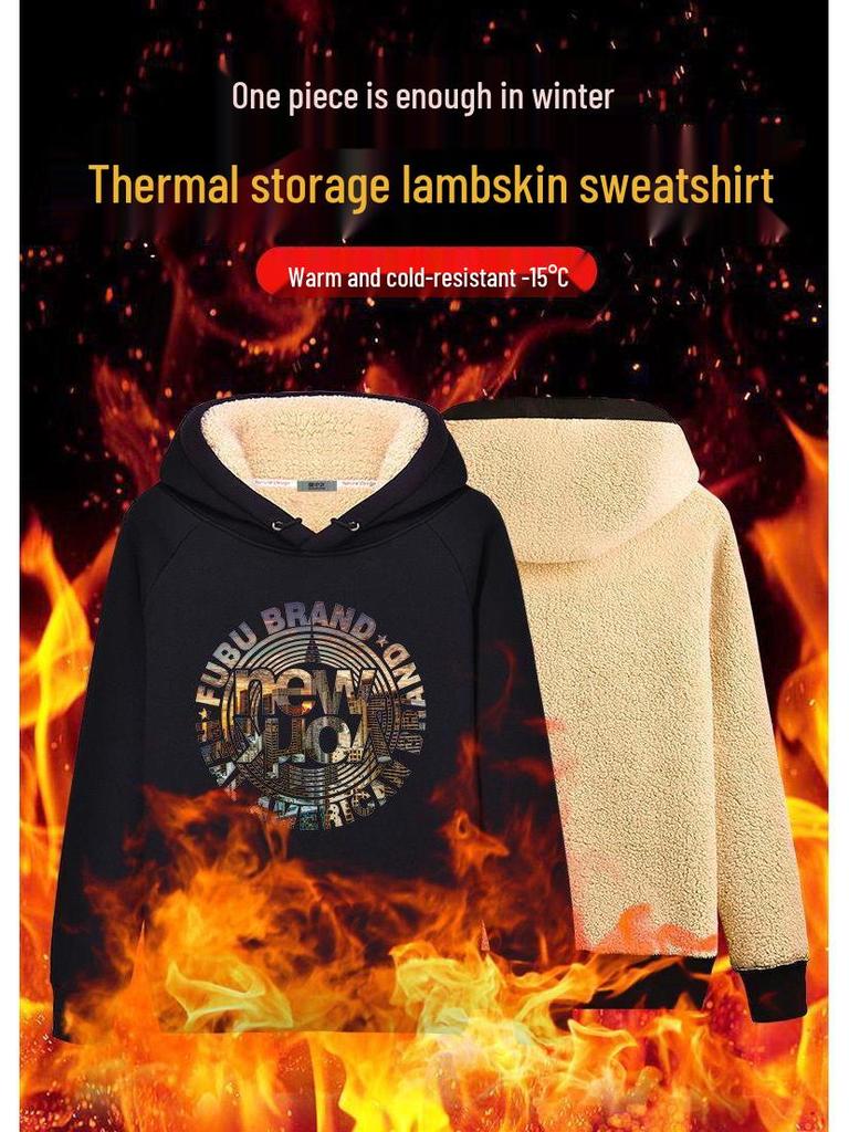 Men's Lambskin Fleece Hooded Jacket - Casual Winter Hoodie