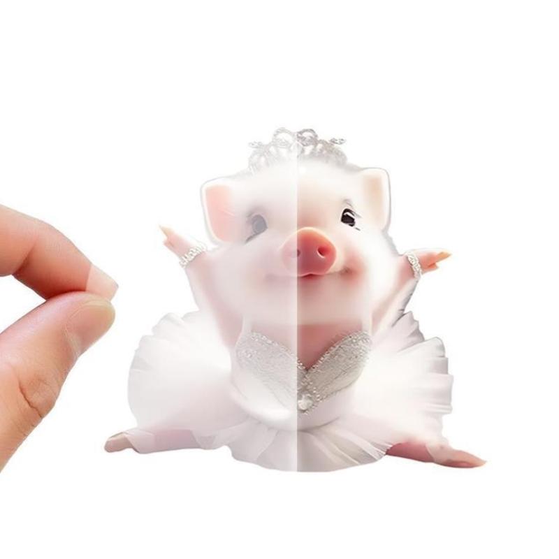Cute Pig Car Interior Acrylic Pendant Lovely Auto Keychain Hanging Ornament Universal Fit Car Decoration Accessories For Key Bag