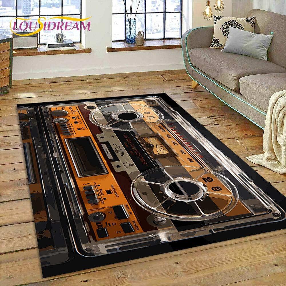 Retro Music Cassette Tape Retro Recorder CD Instrument Carpet Rug for Bedroom Living Room Home Sofa Decoration Decor Floor Mat