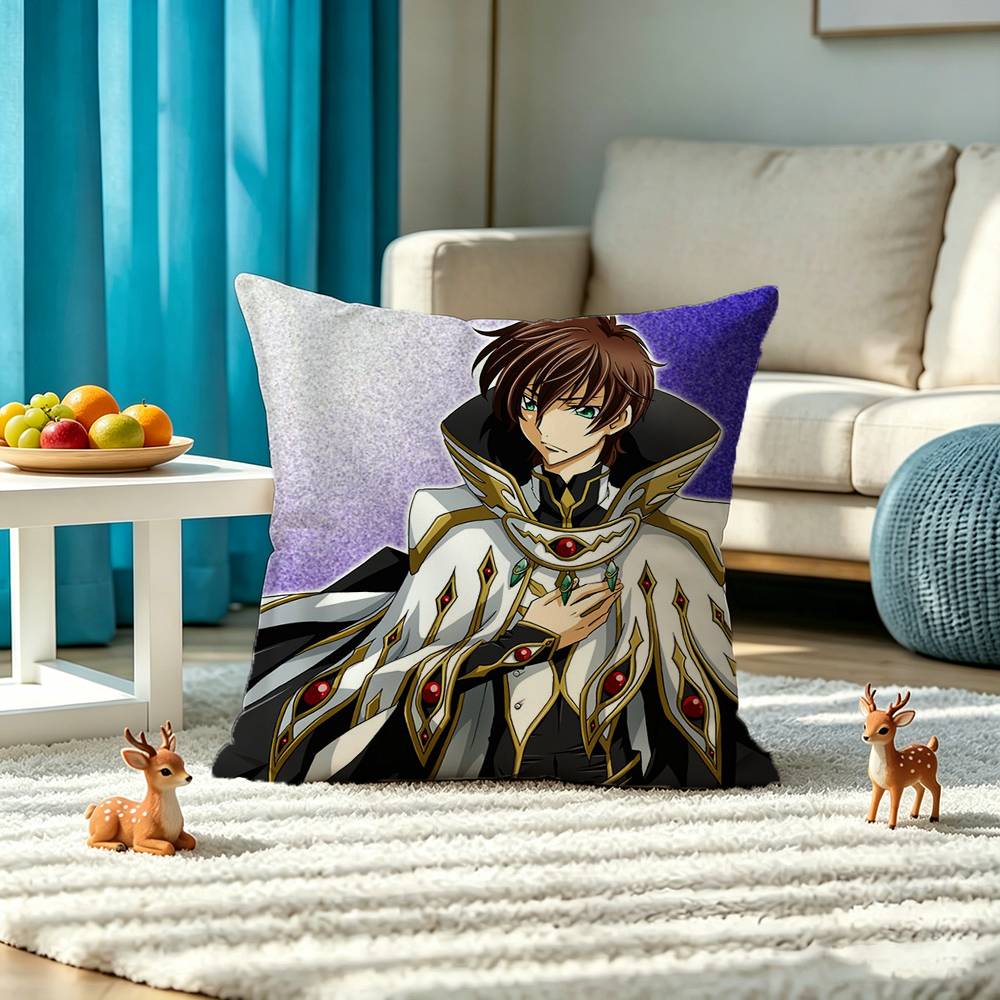 C-Code Geass Suzaku Kururugi Square Double-Sided printed Pillow Case Bedroom Bedside Pillow Sofa Cushion Cover