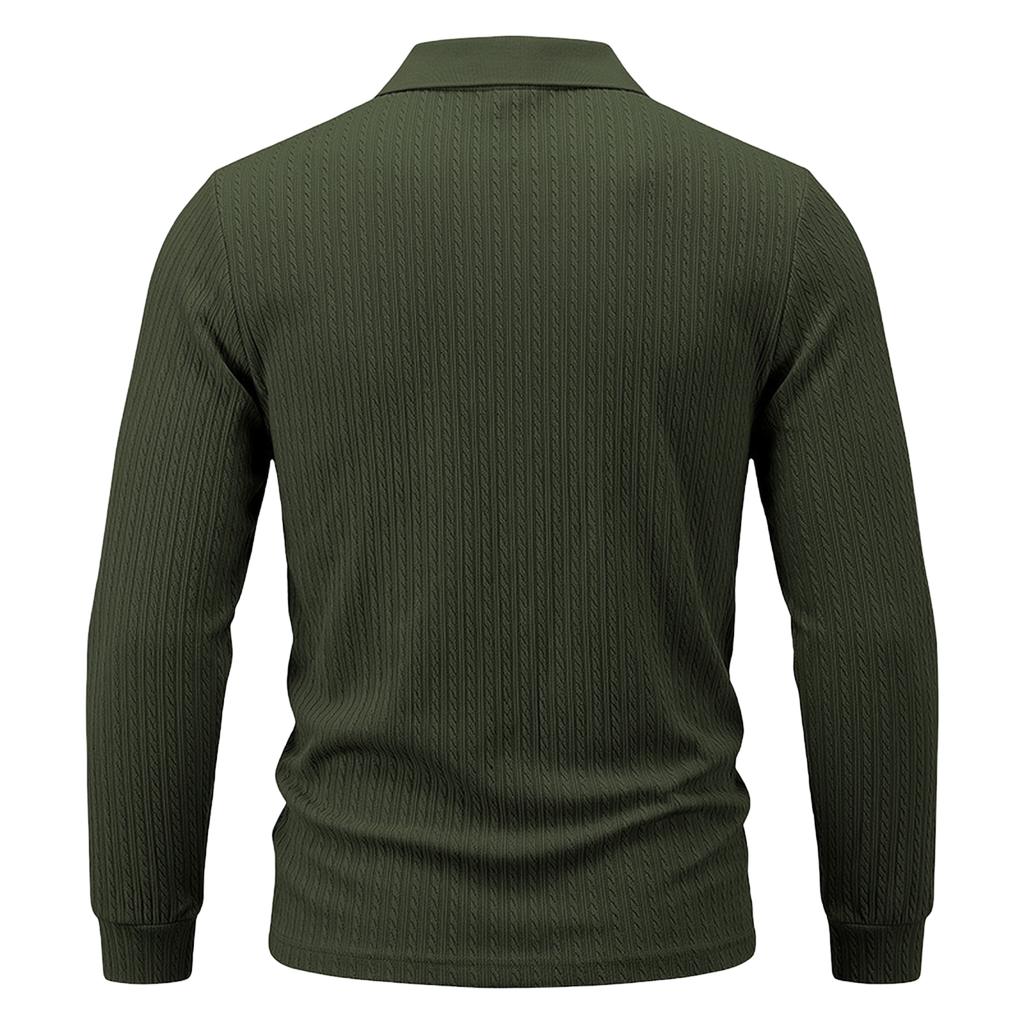 Men's Casual Long-Sleeve Half-Zip Collared Pullover in Color