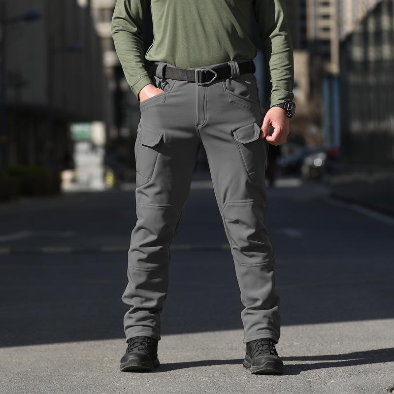 Men s Customized Praetorian Winter IX7 Tactical Soft Shell Fleece Pants - Thickened Military Training and Outdoor Work Trousers XL серый