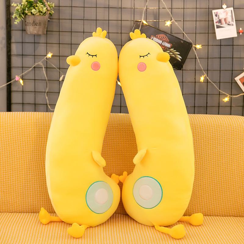 Cute Little Yellow Chicken Doll Plush Toy Girl Sleeping Between Legs Long Throw Pillow Children Soothing Doll Doll
