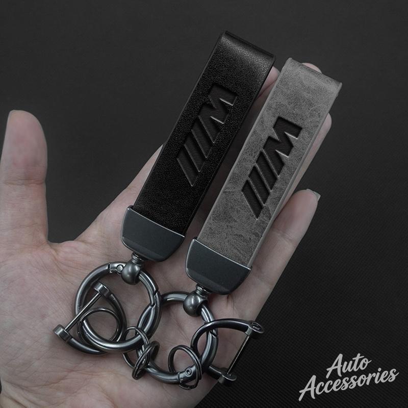 OMPC8 Metal Leather Car Keychain Anti-Lost Keyring Pendant Lanyard For BMW M Performance E46 E90 E60 F10 F30 E39 E36 F20 E87 G30 E92