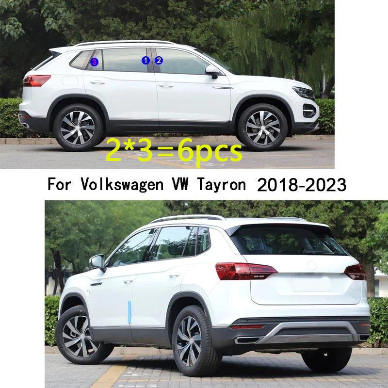 Car TPU/Glossy Mirror Pillar Post Cover  For Volkswagen VW Tayron 2018   - Door Trim Window Molding Sticker 6pcs