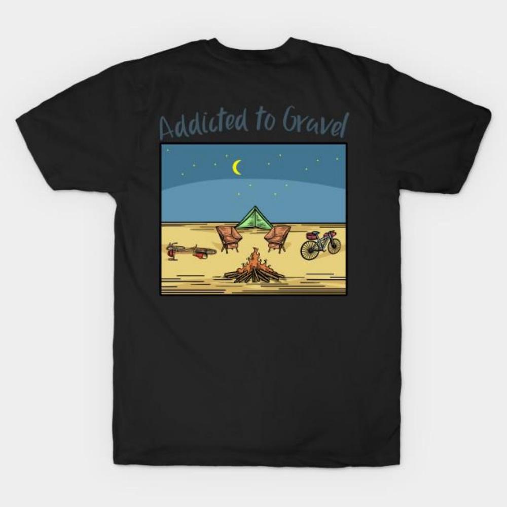 

Men Black Print T-shirt A2G - Bikepacking No-Cut Transfer Paper Print Cotton Tshirt S чёрный