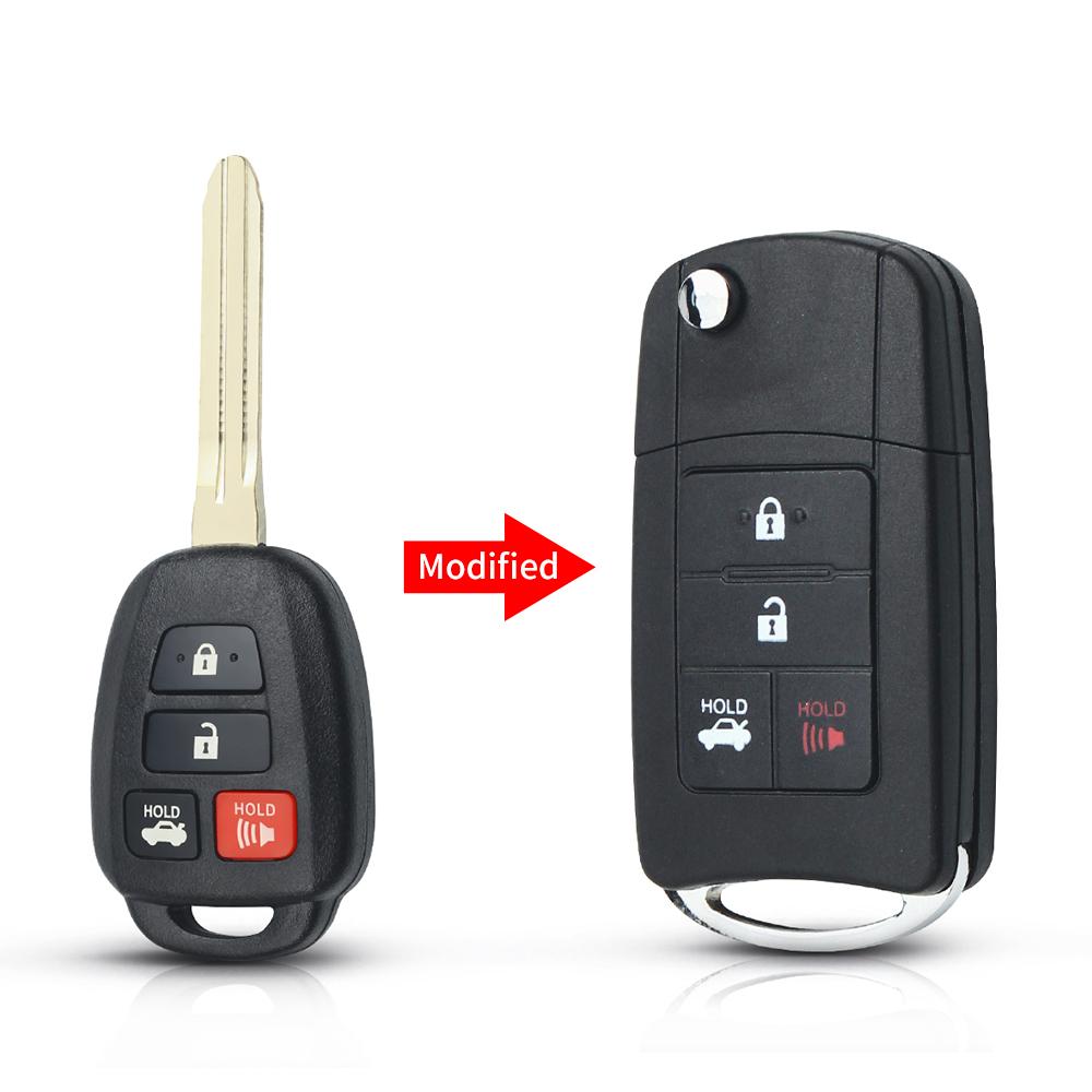 KEYYOU Modified Remote Car Key Shell Fob 4 Buttons TOY43 Blade Flip Case For Toyota CAMRY 2012 2013 2014 2015 Corolla 2014 2015
