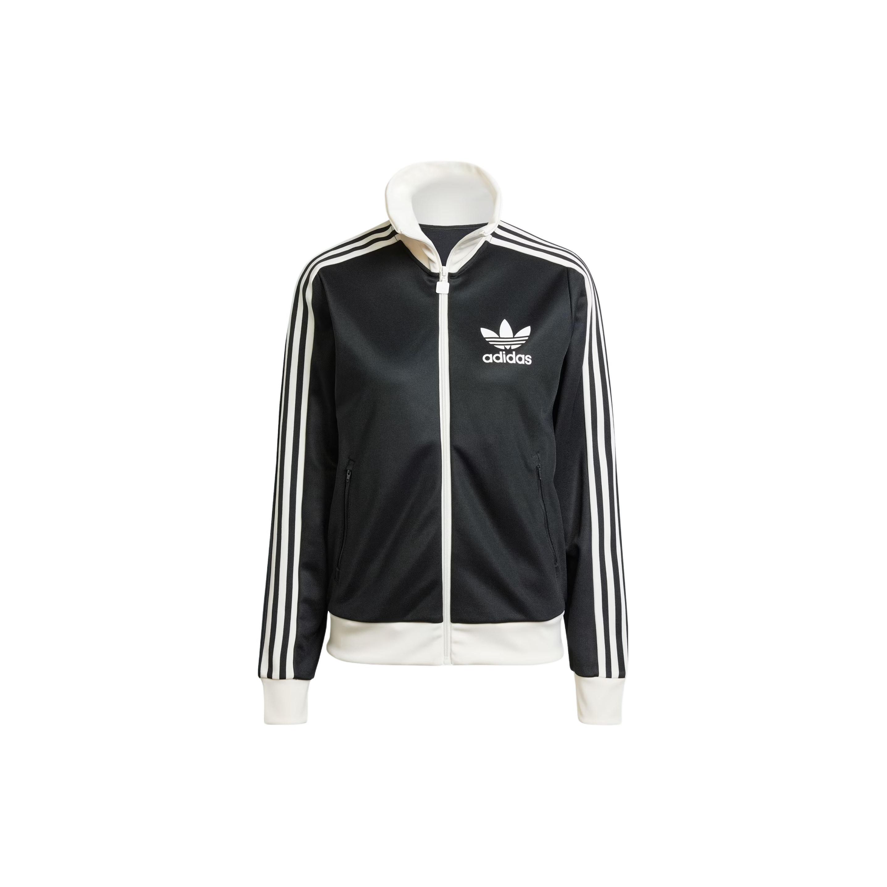 

Adidas Originals Beckenbauer Track Top Retro Sports Stand Collar Color Block Long Sleeve Jacket Women Jacket Black IR6089 L