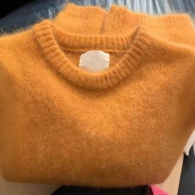 Orange Waschbärhaar weicher wachsartiger Pullover Damen Herbst und Winter High-End-Gefühl lockerer und sanfter Kaschmir fauler Stil Strickpullover