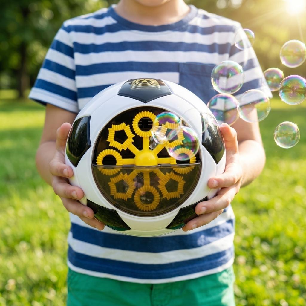 Automatic Soccer Ball Bubble Machine Toy with Multiple Bubble Wands for Outdoor Indoor Play Kids Entertainment and Parties