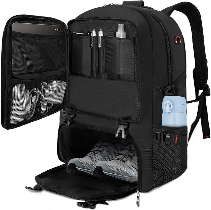 

[TORIBIO] Hiking Backpack, 55-80L Large Capacity, Roll-Top Backpack, 3-Way Design, Shoe Compartment, Fits 17-inch Laptop, Travel Bag, Business