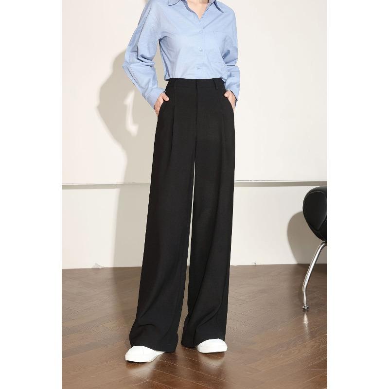Black Loose and Thin Wide-leg Pants Casual Long Pants Women's Spring and Autumn Commuter Drape Suit Pants