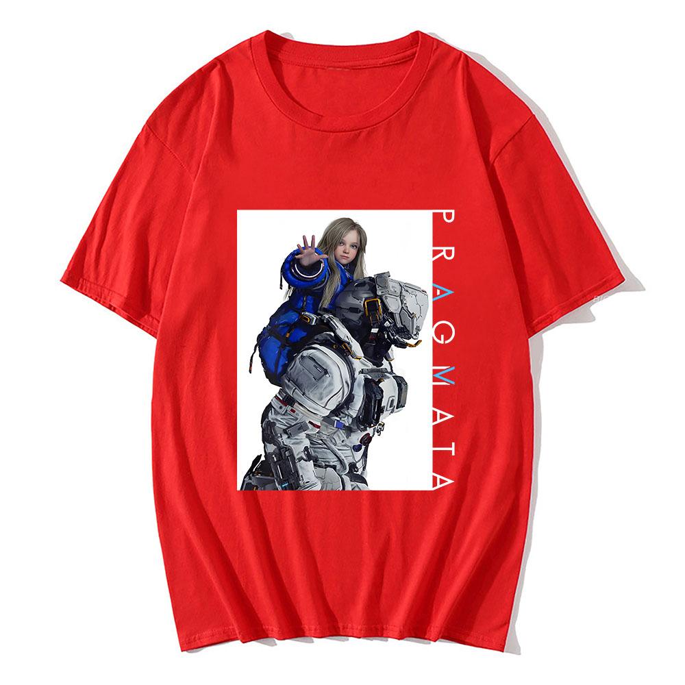Spiel PRAGMATA Key Art T-Shirt Baumwolle Kurzarm Sommer Streetwear Rundhals Mode Grafikdruck T-Shirt Männliches T-Shirt