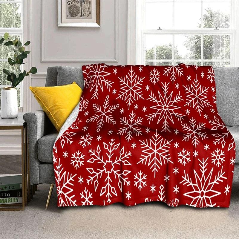 Snowflake Christmas Theme Flannel Throw Blanket Soft Lightweight Warm for Living Room Bedroom Bed Sofa Couch Kids Adults Gifts