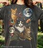 Vintage Space Cat 90s Graphic Style Comfort Colors® Tshirt, Retro Galaxy Trio Cats Faded T-Shirt, Cosmic Y2k Streetwear, Animal Lover Gift