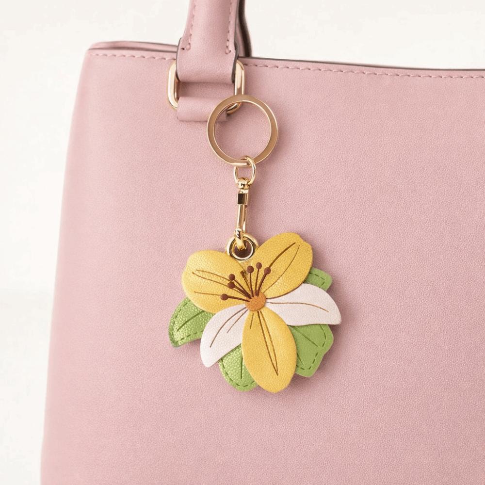 Access Control Card Holder Bag Pendant PU Leather Bag Hanging Fashion Flower Keychain  Home Decor