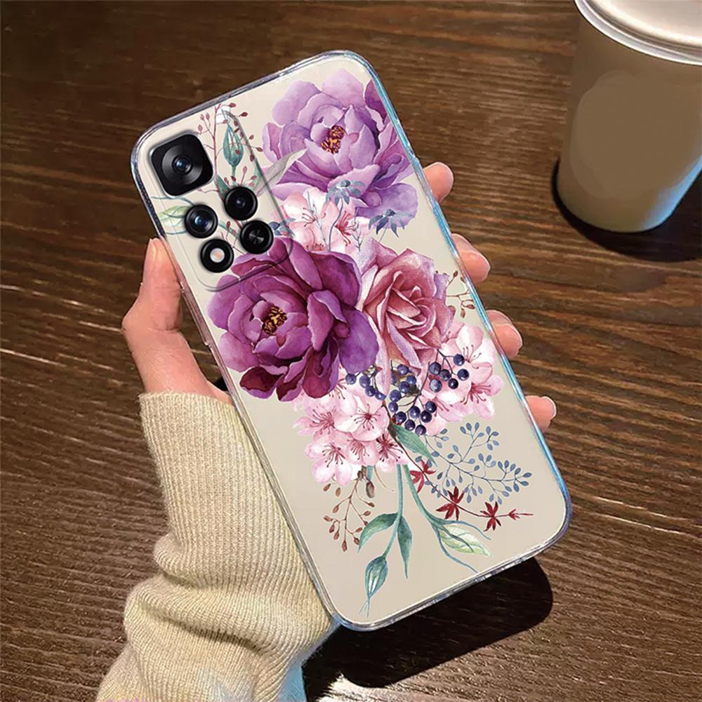 Rose Flower Oil Painting Daisy Phone Case For Xiaomi Redmi Note 11 11S 12 12S Pro Cover Silicone Transparent Clear Protection