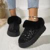 Women's Plus Size New Autumn Winter Chunky Sole Thickened Furry Snow Boots Sequin Upper