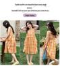 Girls' Summer Plaid Sleeveless Dress: Korean Style Loose Princess Dress for Middle and Older Children
