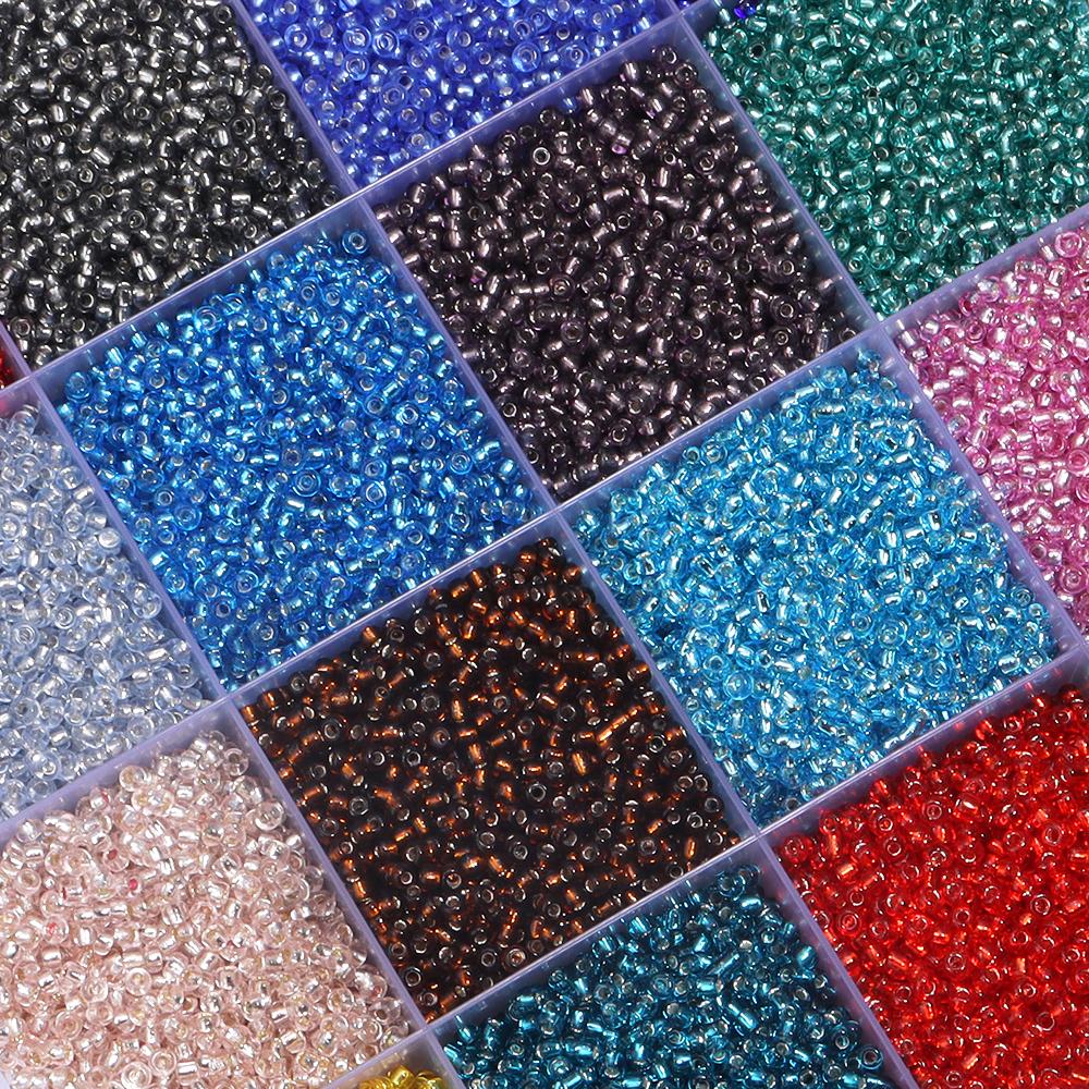 10/50g Czech Glass Seed Beads Inner Silver Loose Spacer Rice Beads For Jewelry Making Colorful Round Bead DIY Earrings Bracelet