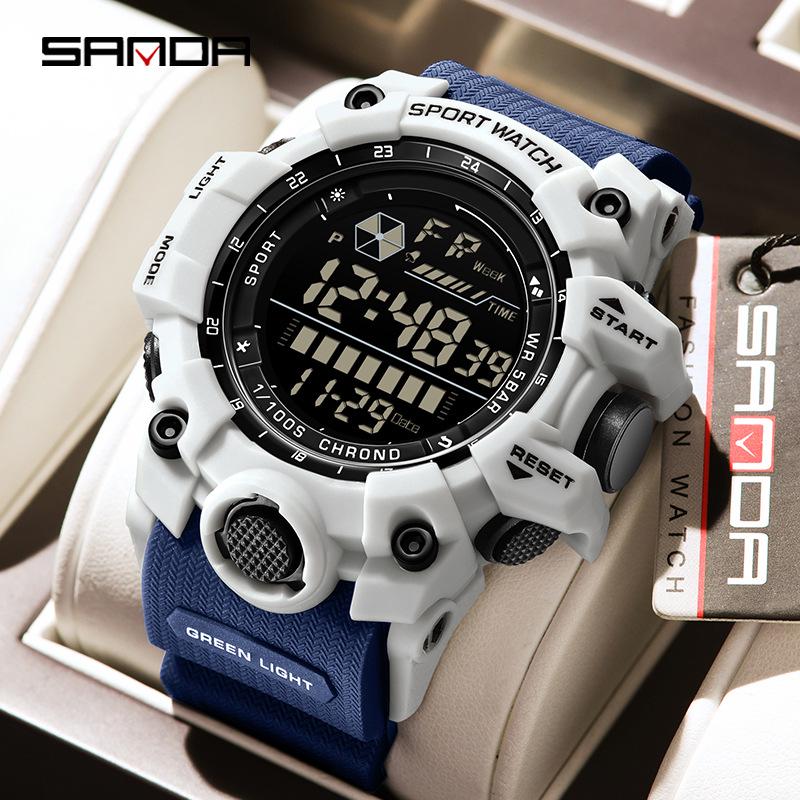 Sanda Student Sports Watch - Hot Selling Waterproof Multifunction with Snooze Alarm & Single Display.