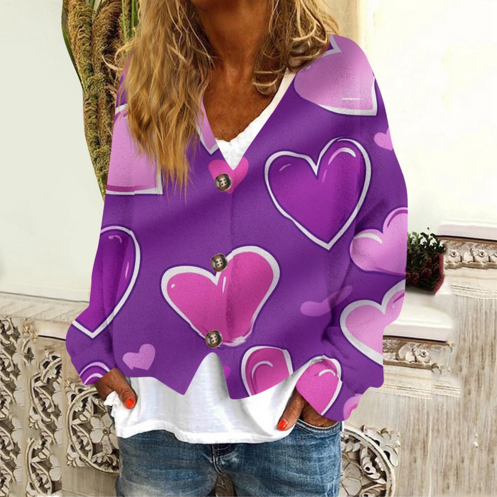 Женская модная повседневная куртка-толстовка с длинным рукавом с принтом ко Дню святого Валентина L