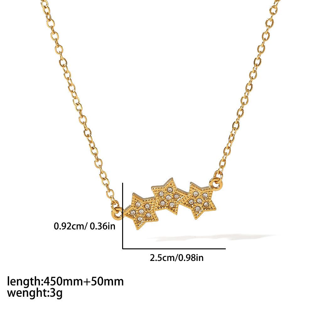 Fashion Style Diamond Star Moon Pendant Gold Plated Necklace Women's Fashion Diamond Stainless Steel Jewelry