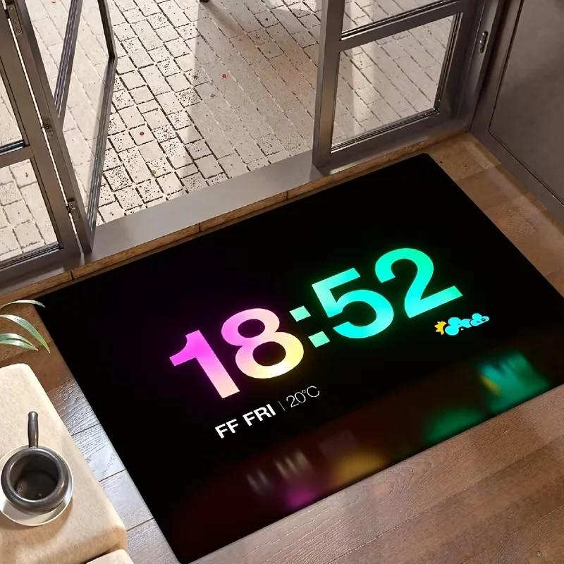 Time Color Digital Printed Carpet Water Absorbent Anti Slip Soft Floor Mat Entrance Interior Home Decoration