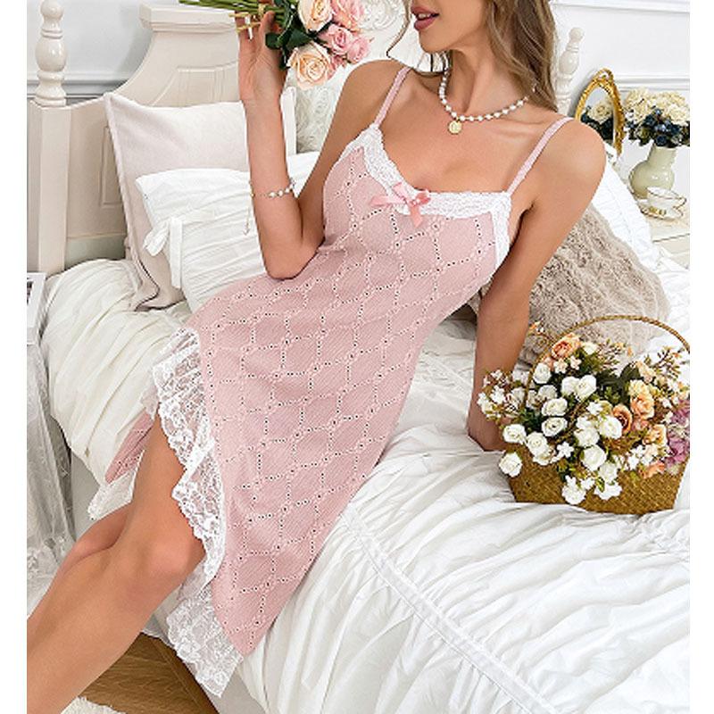 Sexy suspender pajamas women's new sweet bow lace dress three-dimensional women's home