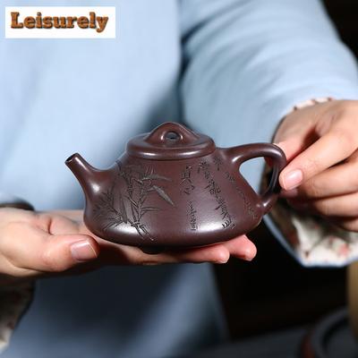 170ml Wysokiej klasy Chiński Czajniczek z Fioletowej Gliny Yixing Surowa Ruda Zisha Piękny Czajnik Słynny Ręcznie Robiony Kamienny Łyżka Czajniczek Zestaw do Herbaty Kung Fu Prezent