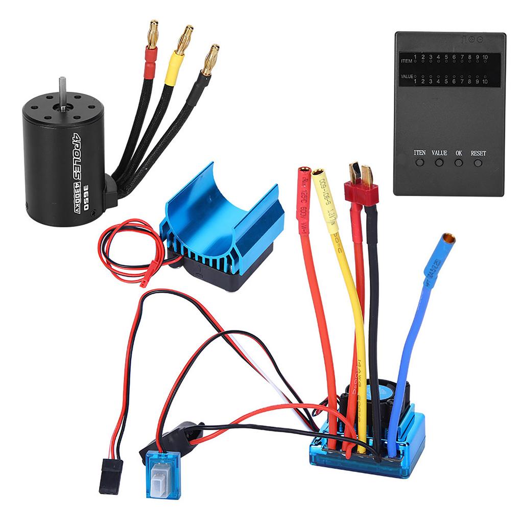 3650 Motor 4300KvBrushless ESC Heat Sink Program Card Set for 1 10 RC Car