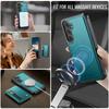 For Samsung Galaxy S24 Case JEEHOOD J12 Magnetic Detachable Zipper Wallet Kickstand Leather Back Cover Magnetic Case