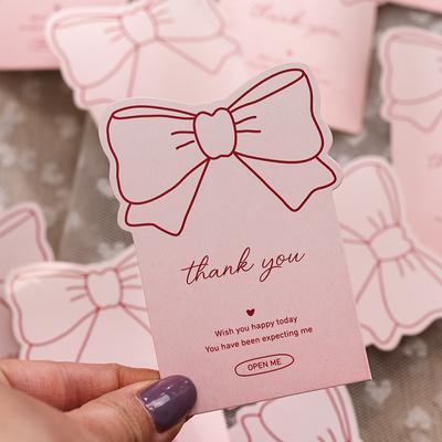 10Pcs Ins Cute Pink Bowknot Thank You Sealing Sticker Wedding Mother's Day Gift Box Bubble Bag Packing DIY Decor Label Sticker