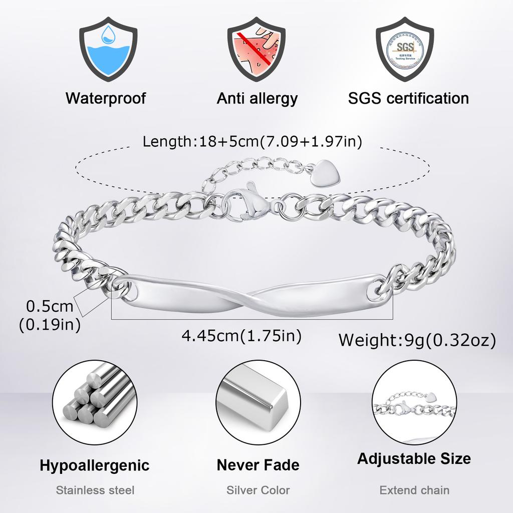 Chic Grinding Chain Mobius Bracelet for Women Men,Stainless Steel Couple Bracelets,Trendy Jewelry Gift for Lover