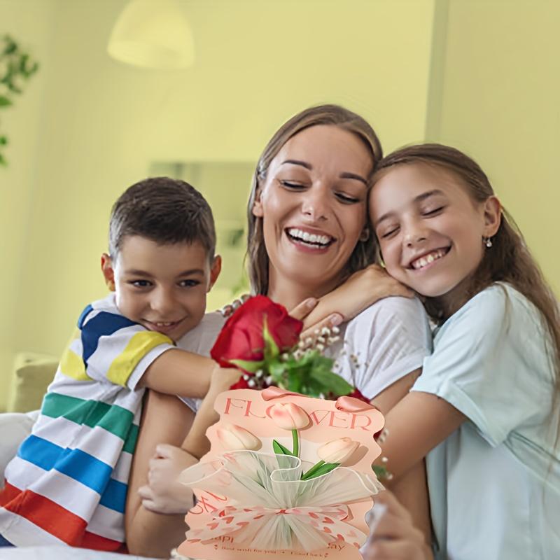 Happy Holiday 3D Flower Greeting Card Material Kit For Mother Teacher DIY Gift Idea