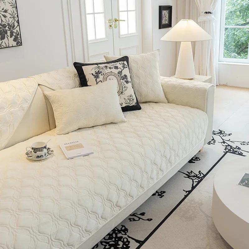 Velvet Sofa Cover Adjustable Sofa Seat Cover Living Room Sofa Covers Quilting Sofa Pad Removable Slipcover Nordic Couch Covers