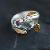 Creative Lucky Purple Eye Koi Fish Animal Opening Adjustable Ring Men's and Women's Wealth Trendy Jewelry