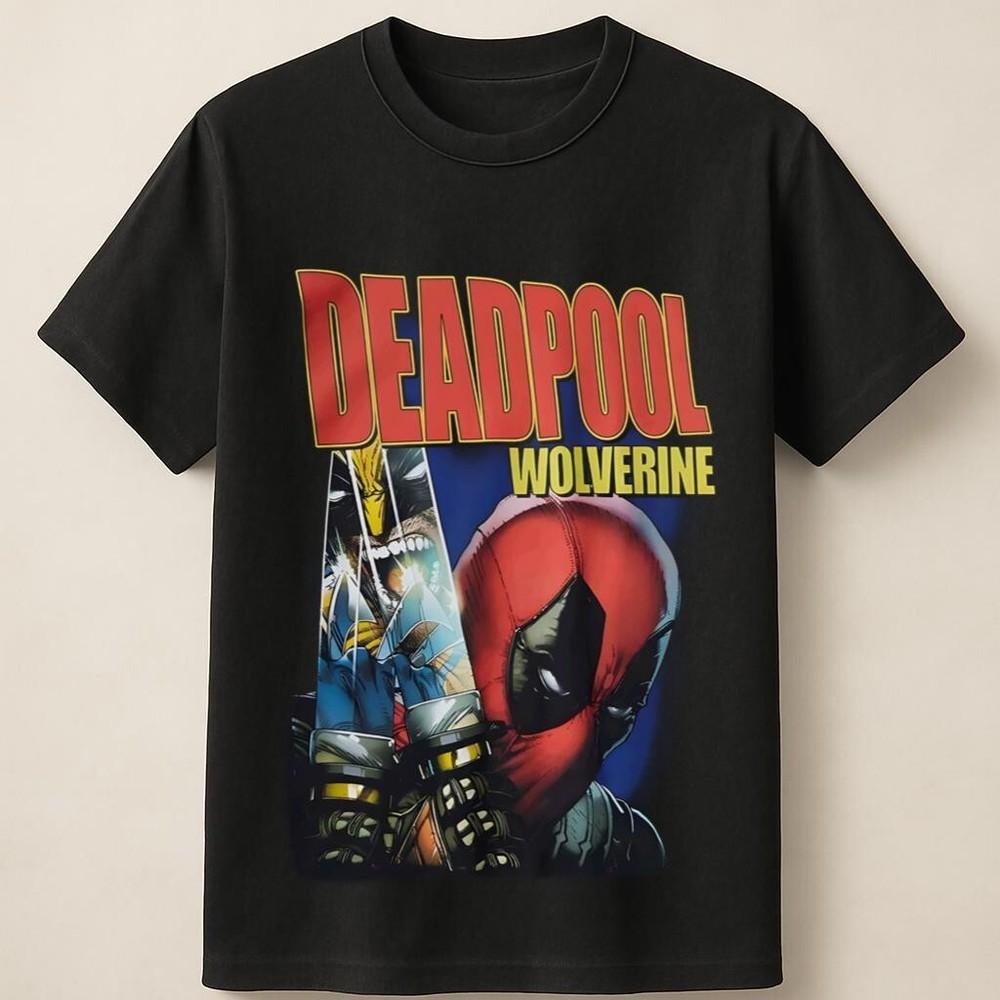 Deadpool Wolverine Claws Battle Comic Art Graphic Unisex T-Shirt Unisex T-Shirt M