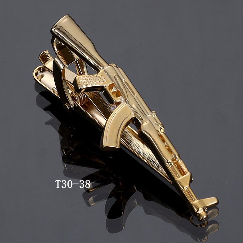 Herren Krawattennadel Kollektion: Goldene Brille, Schlüssel, Anker, Blätter, Schnurrbart, AK, Saxophon, Angelhaken, Pfeife, Kugel, Kragenclips