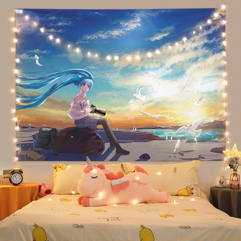 Ashou Anime Girl Tapestry Pink Room Decor Tapestry Wall Hanging Anime Wall Decor Home Kawaii Room Decoration Tapestries