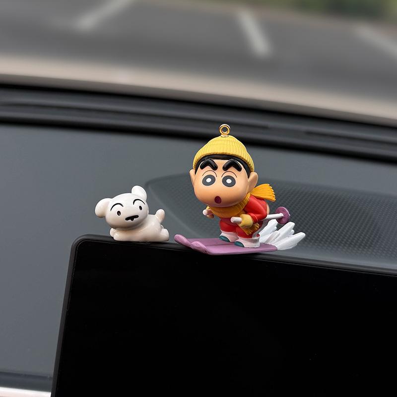 Cute Cartoon Crayon Shinchan Car Ornament Dashboard Decor For Women