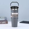 30oz Stainless Steel Travel Mug With Handle Straw Lid Vacuum Insulated Water Bottle Car Office Gym