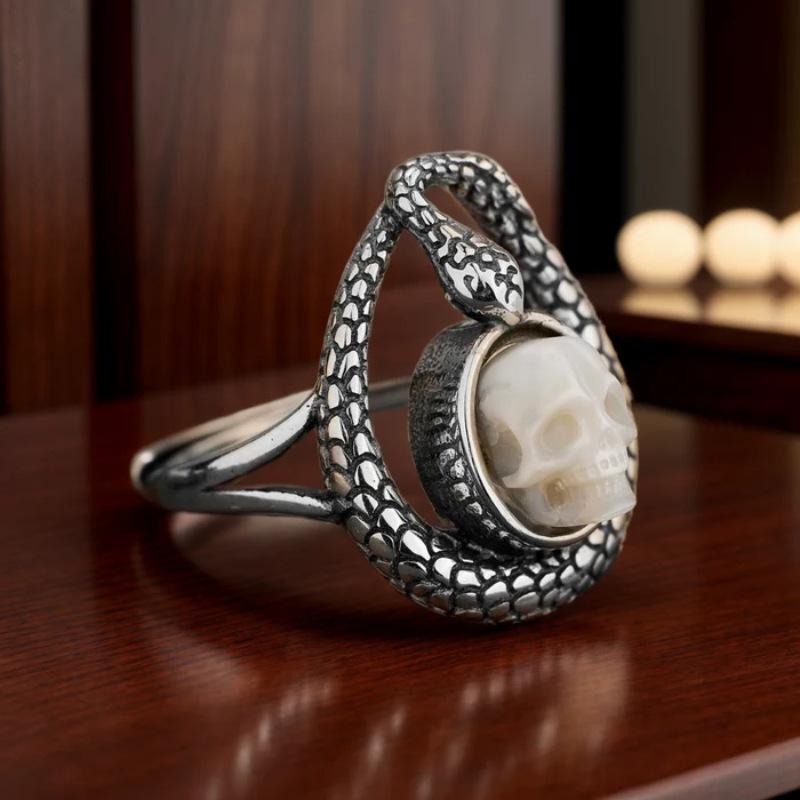European and American Spiral Skull Ring Punk Street Jewelry Accessories Environmentally Friendly Material