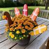 Thanksgiving Turkey Planter Stakes Hand-Painted Wooden Garden Decor for Pots Flower Beds Autumn Fall Harvest Decoration