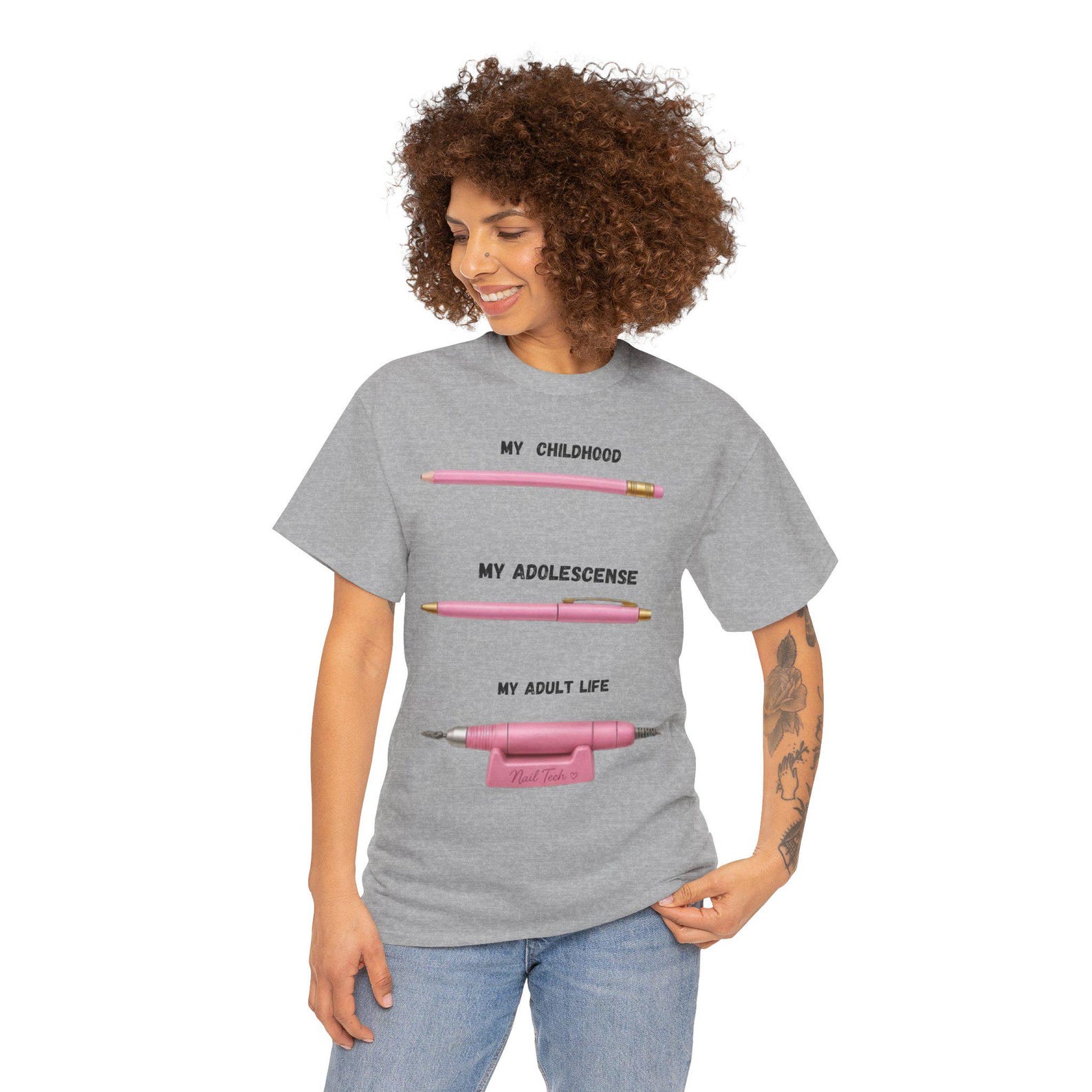 Nail Tech Evolution T-Shirt, Funny Nail Artist Tee, Nail Technician Gift, Childhood To Adult Life Shirt, Manicure Lover Apparel, Funny 4XL