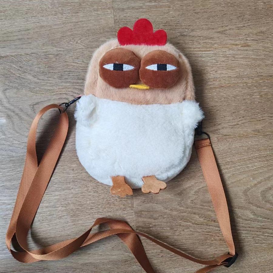 Ugly Hen Shoulder Bag Fur Chicken Plush Handbag Funny Kawaii Chicken Pendant Keychain Doll Satchel Purse For Women Birthday Gift