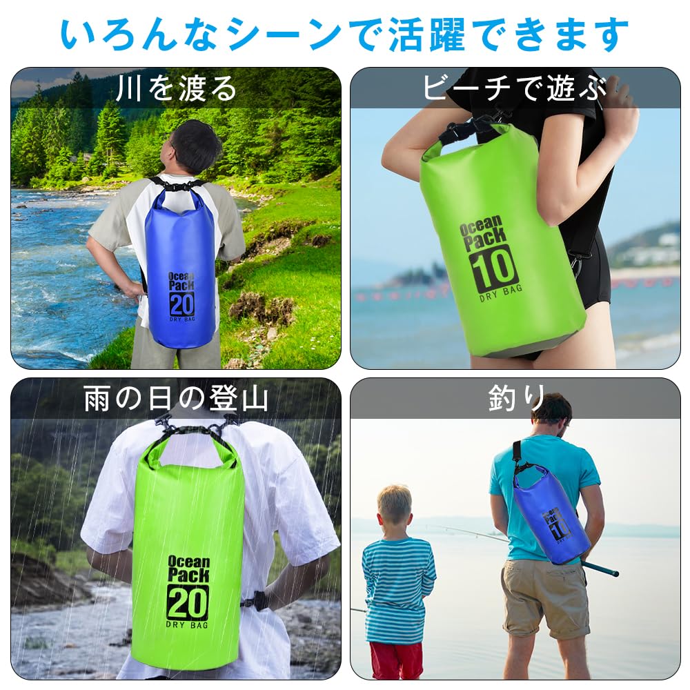 KIMINO Dry Bag IPX6 Waterproof Bag with Waterproof Pouch Drum Type Fully Waterproof Lightweight and Easy to Carry Outdoor Dry Bag Waist Waterproof