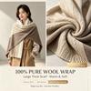Luxury 100% Australian Wool Scarf with Tri-Color Design Large Multifunctional Shawl Wrap Cashmere Soft Feel Cape