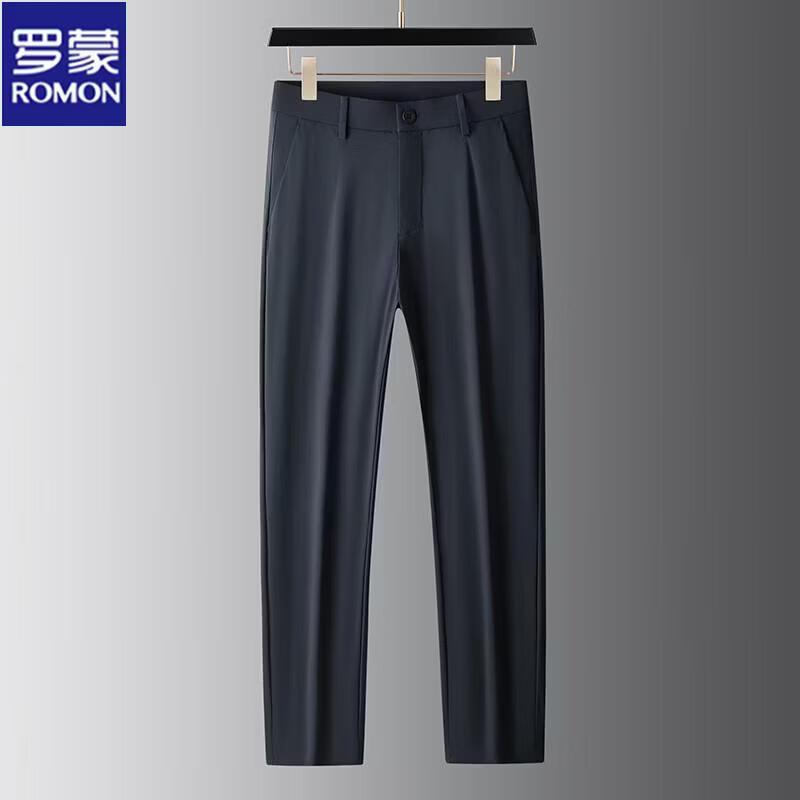 

ROMON Men s Ice Silk Straight-Leg Casual Business Pants 32