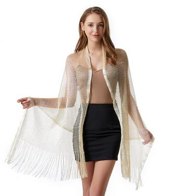 New Polyester Net Scarf Rayon Shawl Gold Summer Hollow Head Scarf Dual Use
